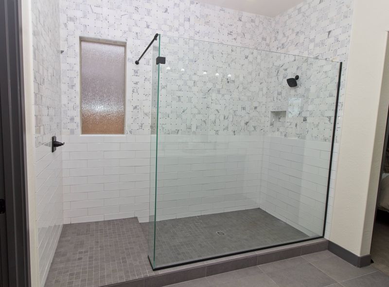 Contemporary Shower with Accent Wall